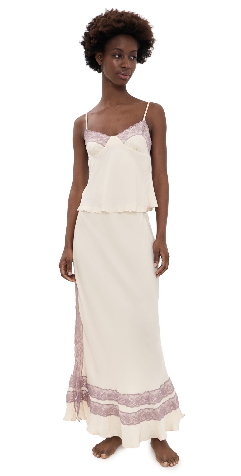 Free People Wish You Were Here Slip Set Pearled Elderberry C L