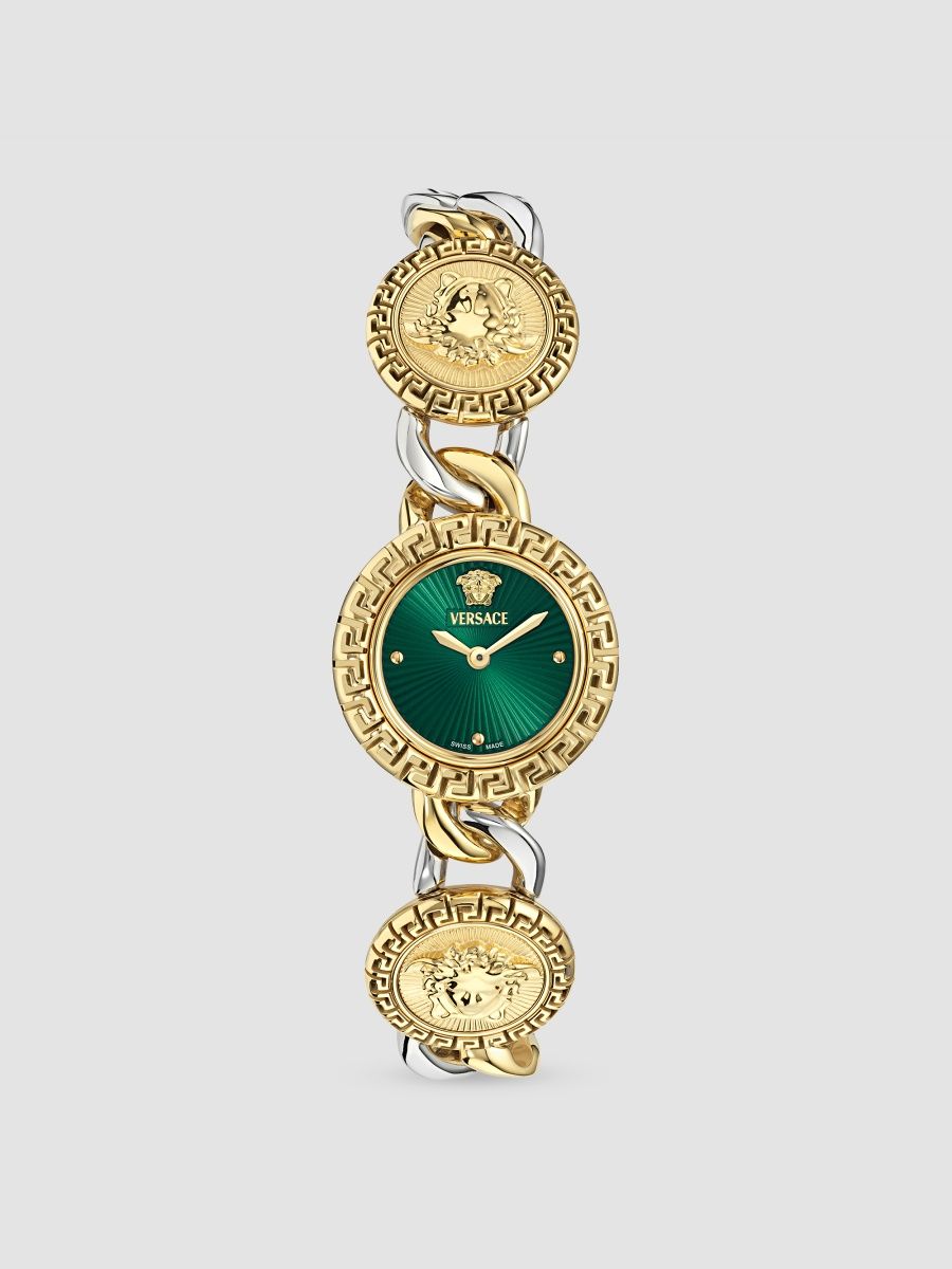 Versace Women's La Greca Stud Icon Two-Tone Stainless Steel & Yellow Goldtone IP Bracelet Watch/28MM - Two Tone