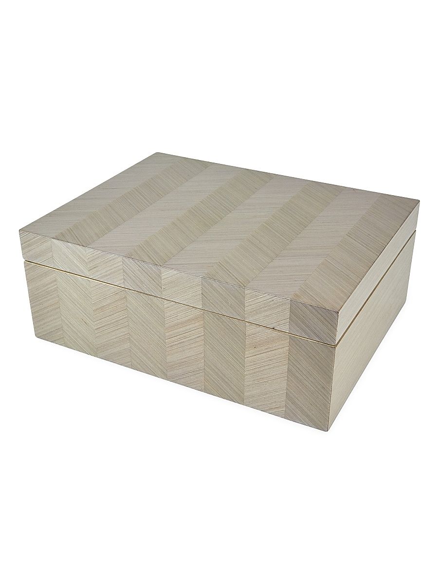 Herringbone Wood Box - Gray - Size 11x8.5x4.2