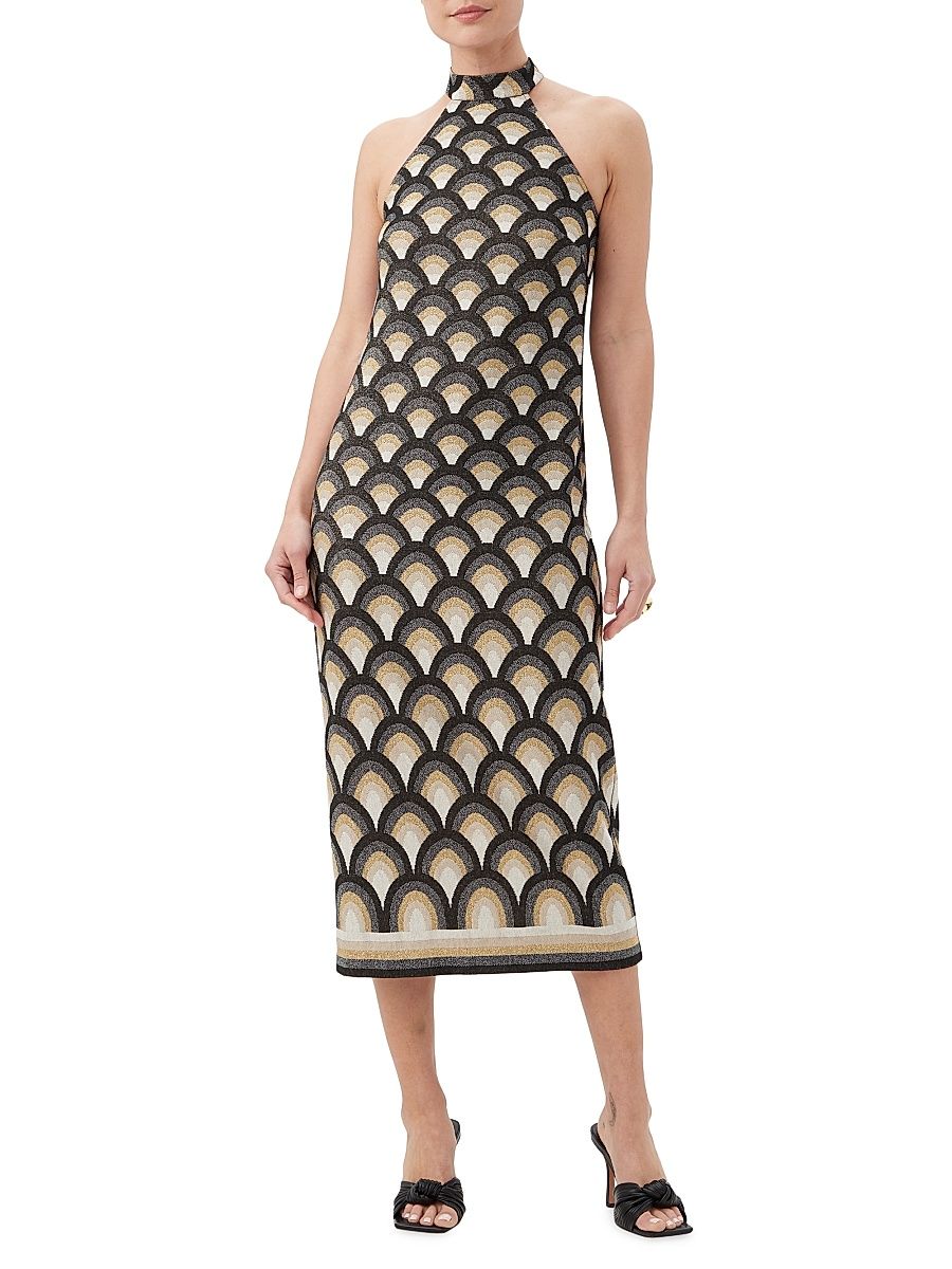 Women's Giri Geometric Jacquard-Knit Sleeveless Midi-Dress - Size 8