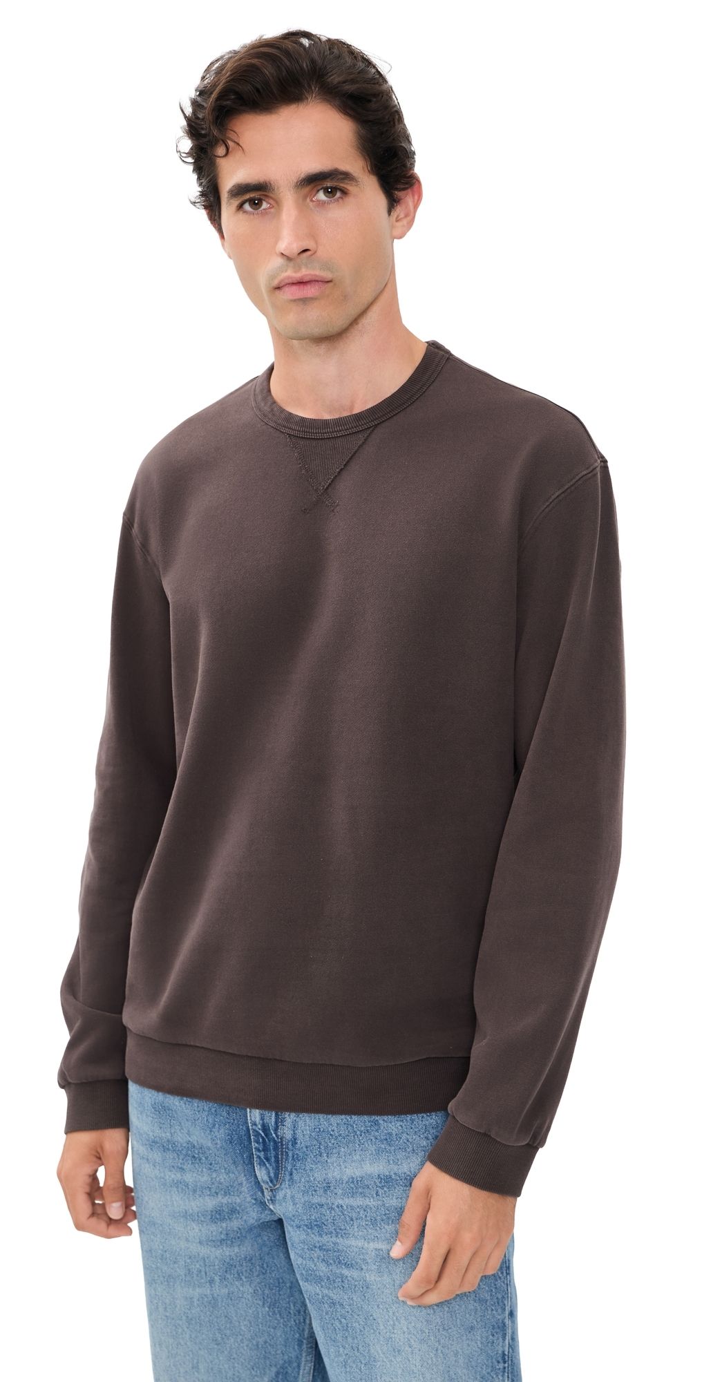 Marine Layer Relaxed Cloud 9 Fleece Crew Neck Sweatshirt Coffee XXL