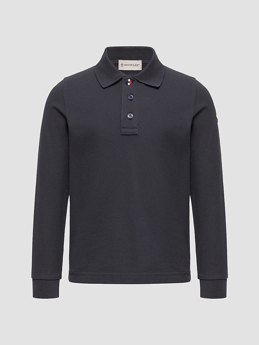 Little Boy's & Boy's Polo Shirt in Cotton Piquet - Navy Blue - Size 14