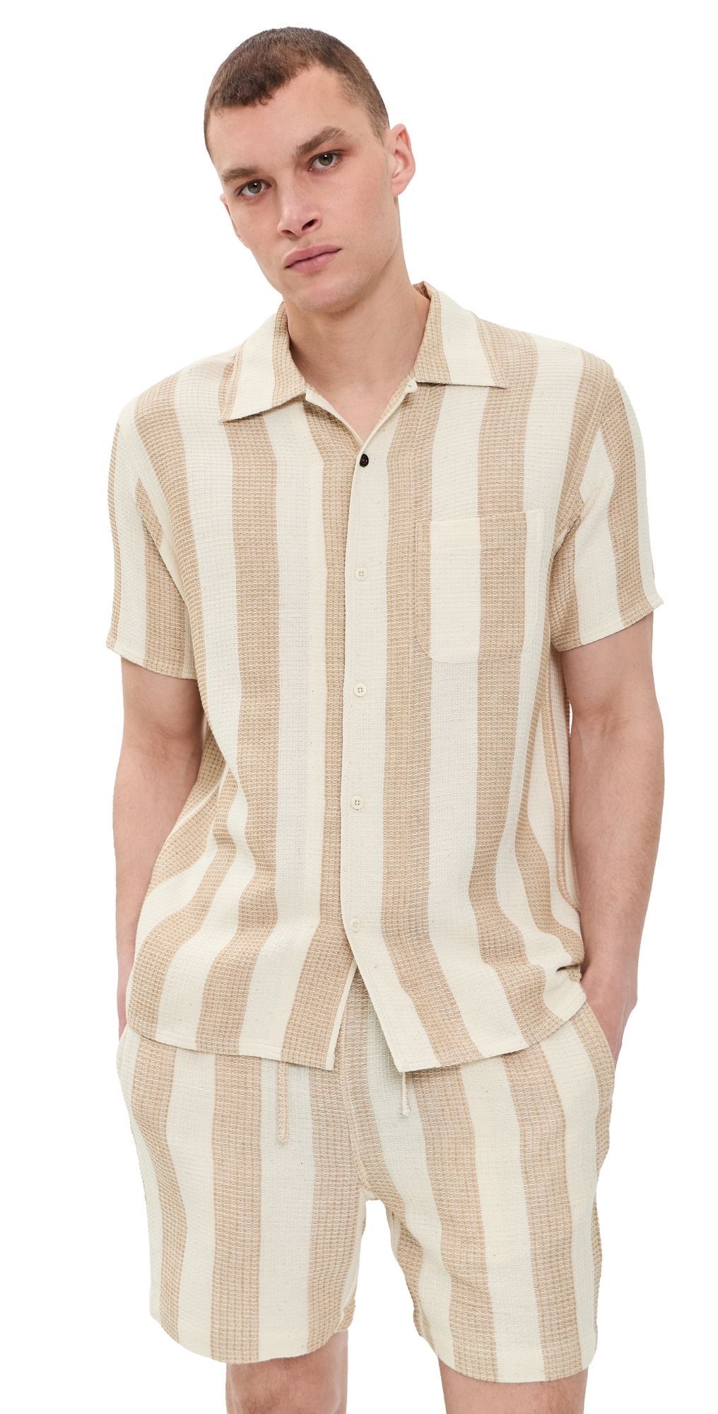 Kardo Chintan Handloom Striped Shirt Tan M
