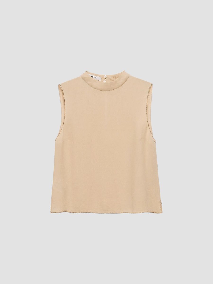 Prada Women's Triple Chiffon Top - Beige - Size 12