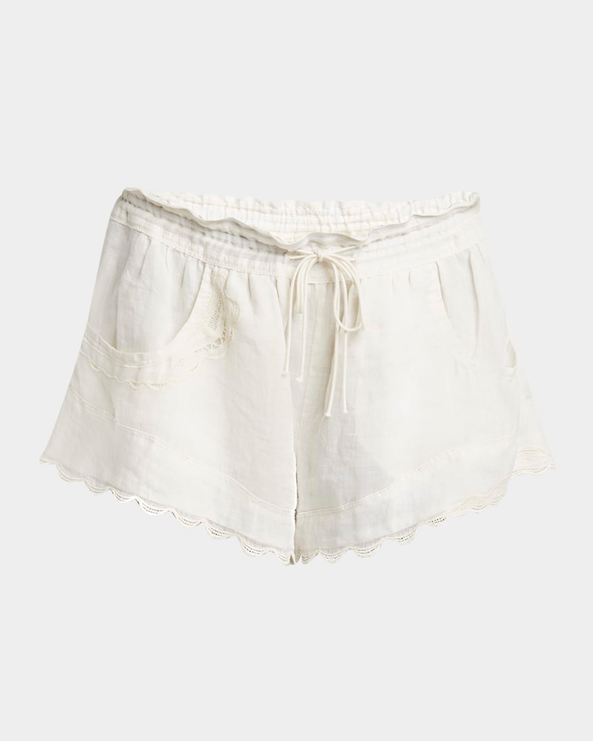 Lola Ladder Stitch Scallop Drawstring Shorts