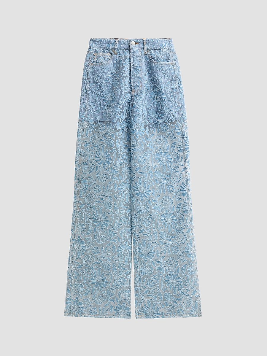 Women's Taylor Burnout Floral Wide-Leg Jeans - Lakeshore - Size 32