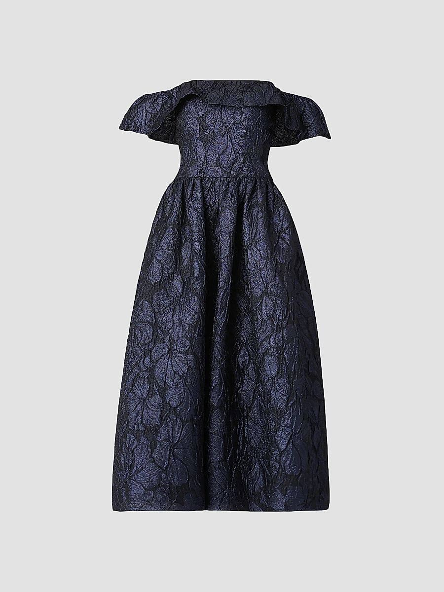 Shoshanna Women's Solana Metallic Jacquard Cocktail Dress - Navy - Size 8
