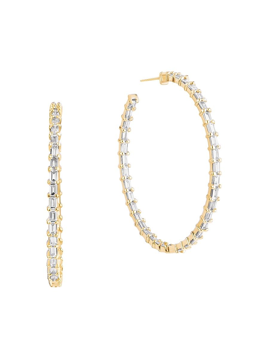 Women's 14K Yellow Gold & 1.66 TCW Diamond Hoop Earrings - Yellow Gold