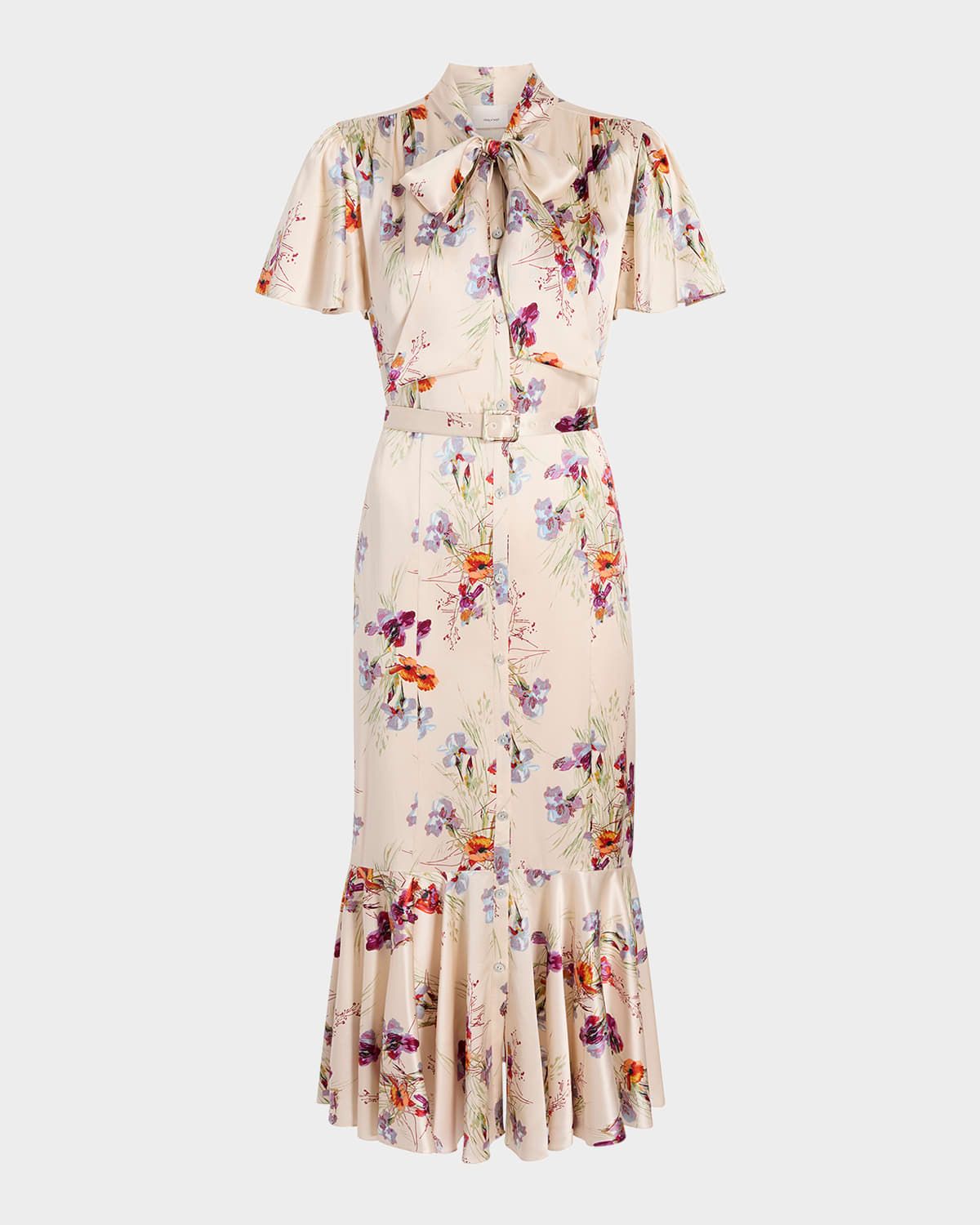 Willow Satin Iris Bouquet Midi Dress