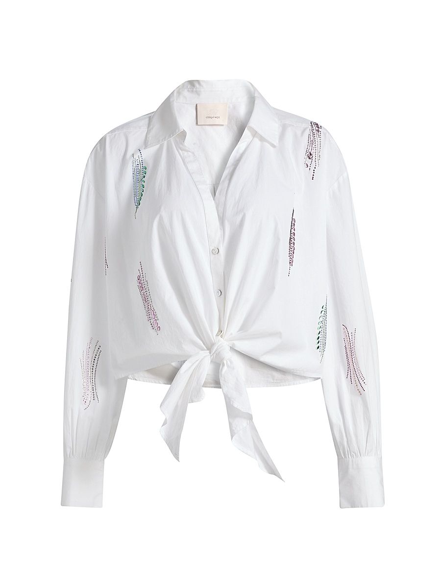 Women's Marianna Sequined Whirl Top - White - Size XL