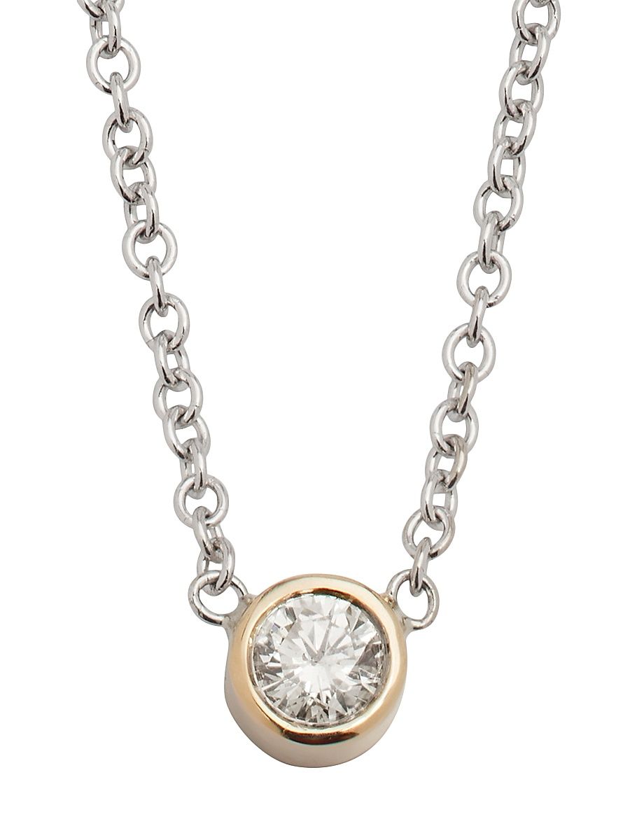Women's 14K White & Rose Gold & 0.10 TCW Diamond Necklace - Silver