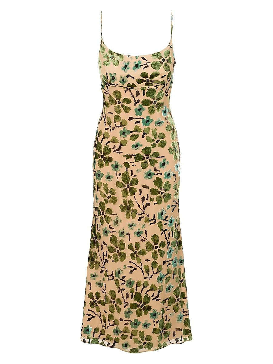 Women's Dianna Floral Burnout Midi-Slipdress - Moss Floral Tapestry - Size 12