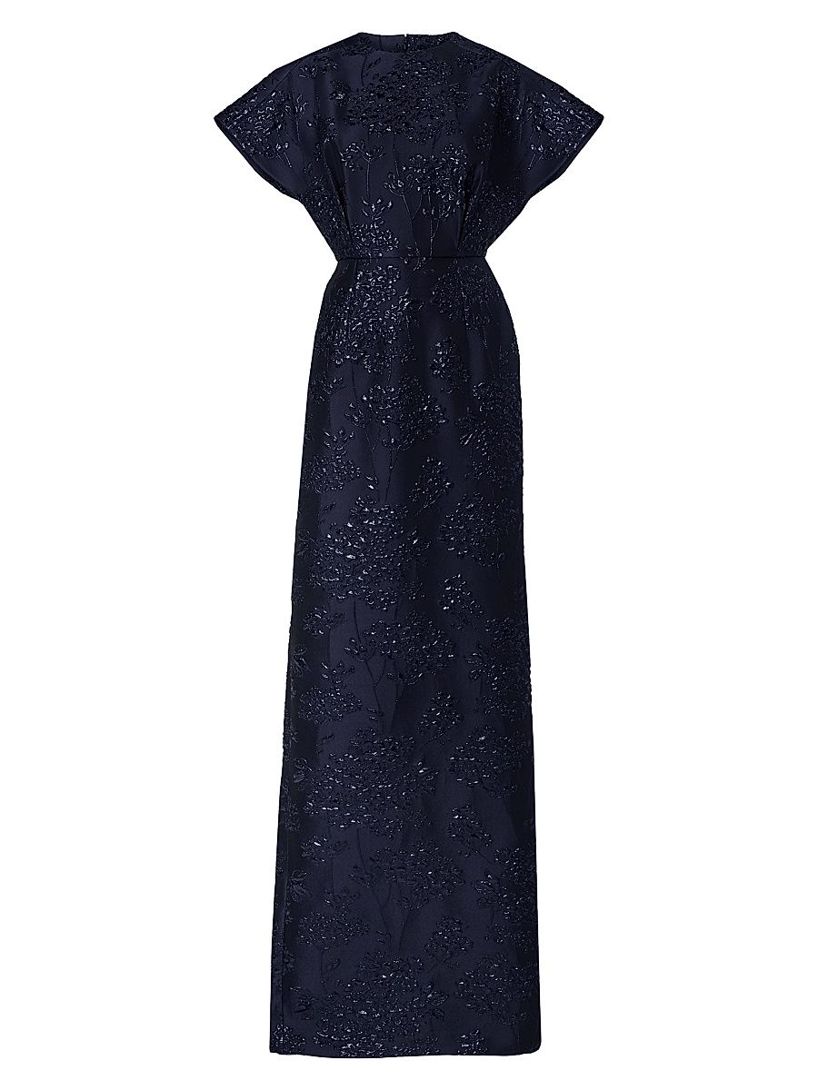 Women's Embellished Fan Bodice Gown - Midnight - Size 16