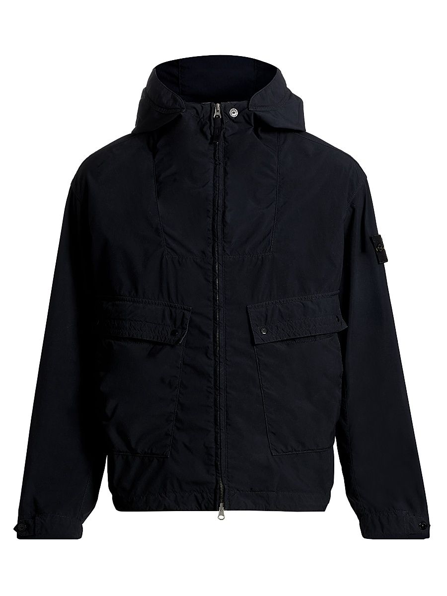 Men's Hooded Short Parka - Navy Blue - Size XXL