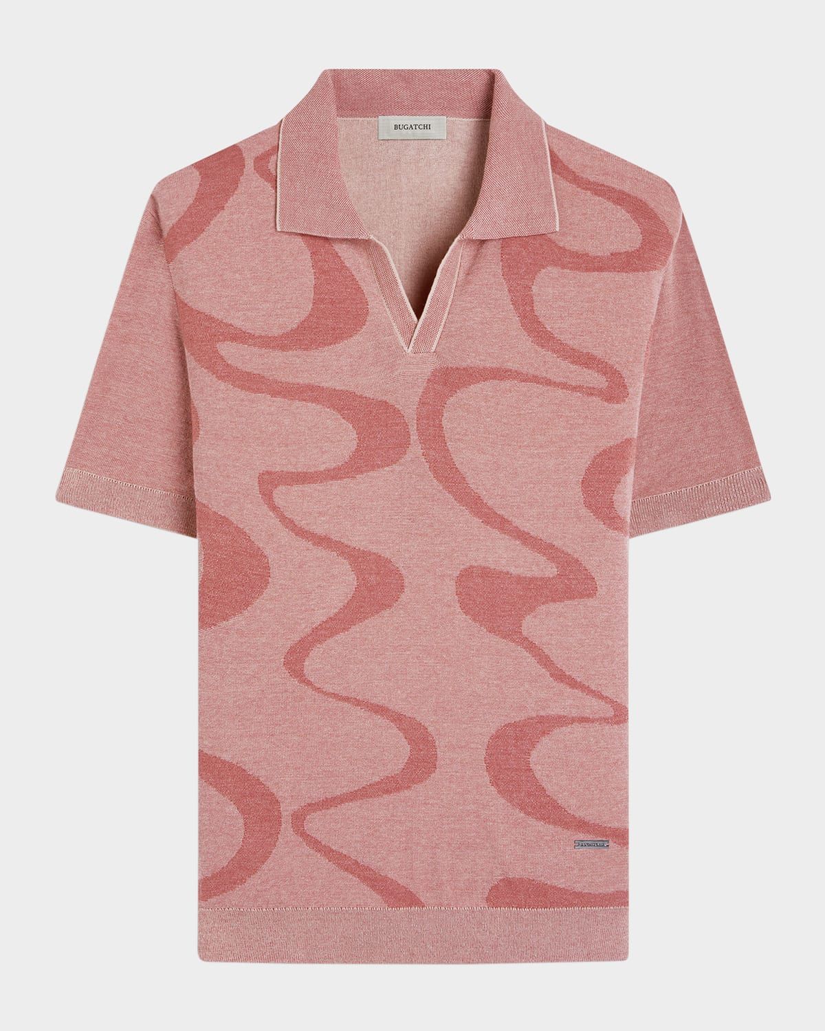 Men & apos;s Short-Sleeve Polo Sweater with Johnny Collar