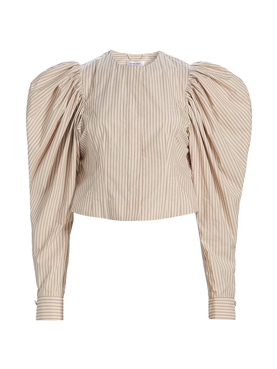 Women's Jiani Striped Cotton Top - Marble - Size Medium