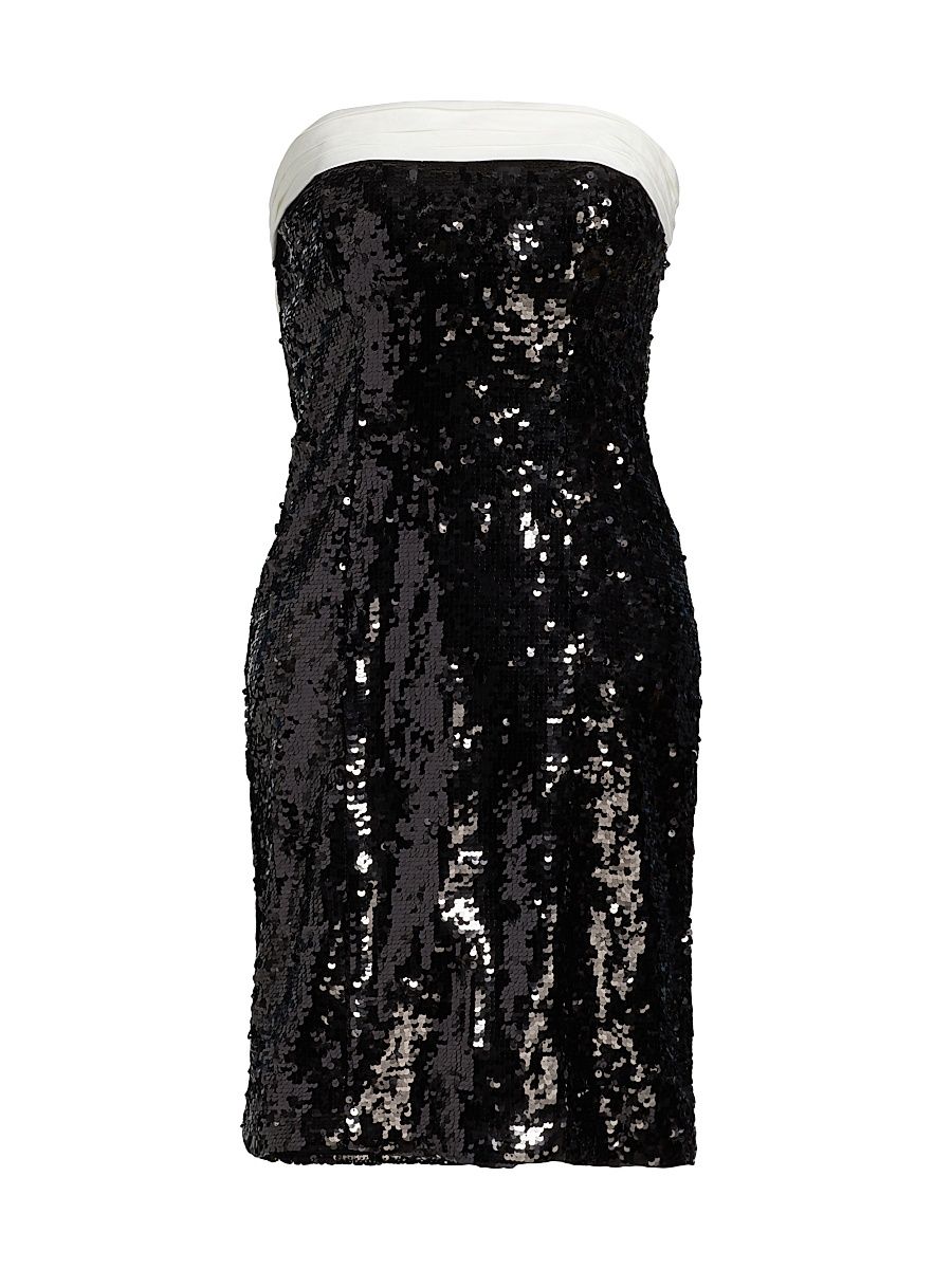 Women's Sibella Sequined Bow Minidress - Black Off White - Size 2