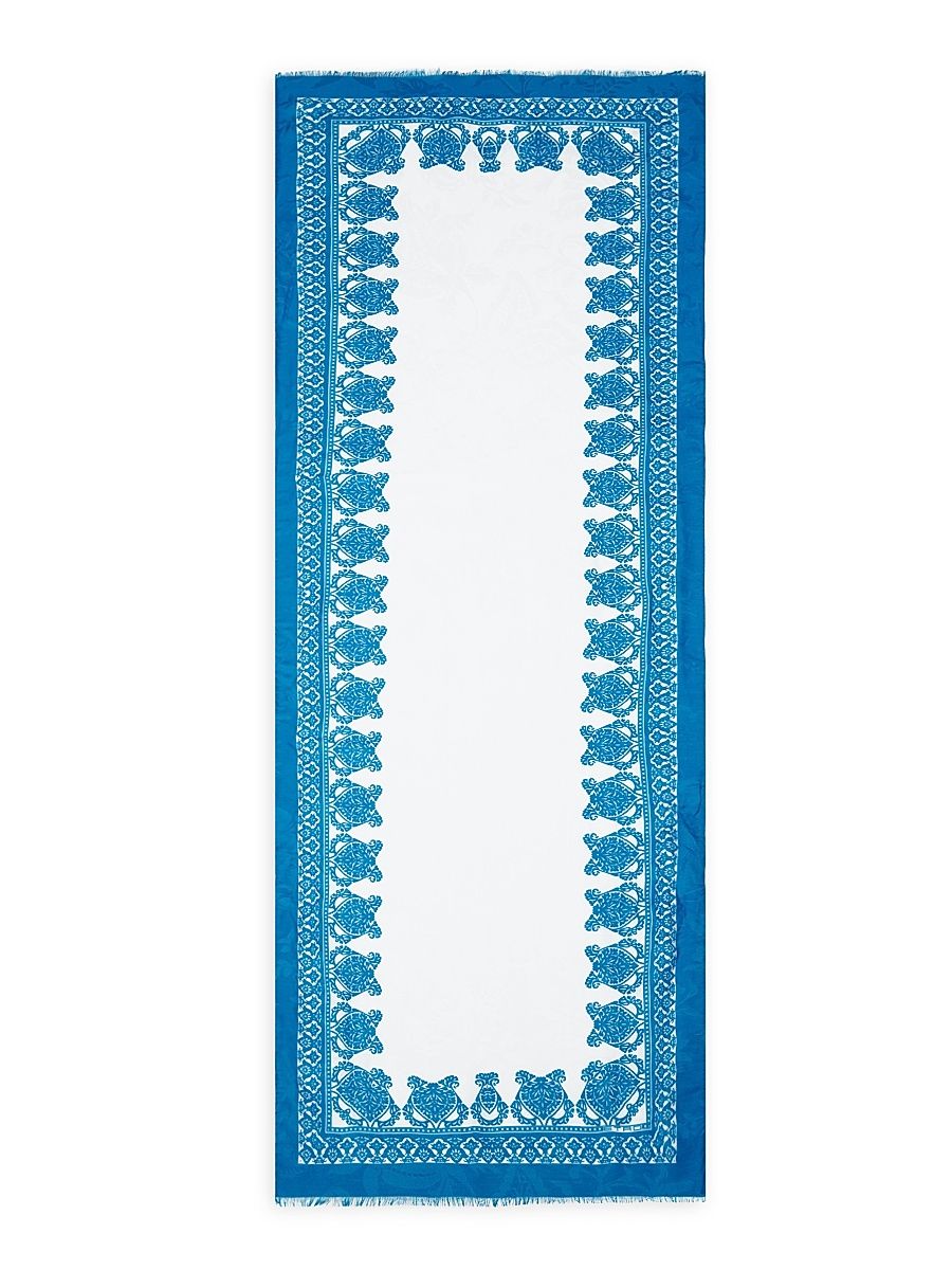 Women's Tosca Printed Cotton-Modal Scarf - Blue
