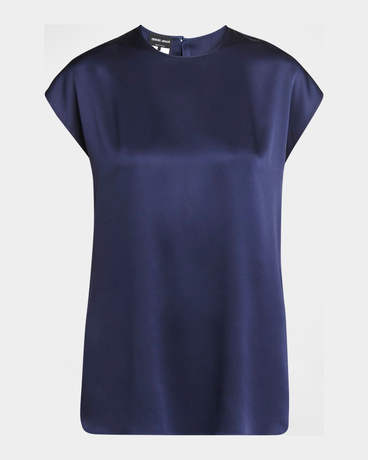 Cap-Sleeve Silk Blouse