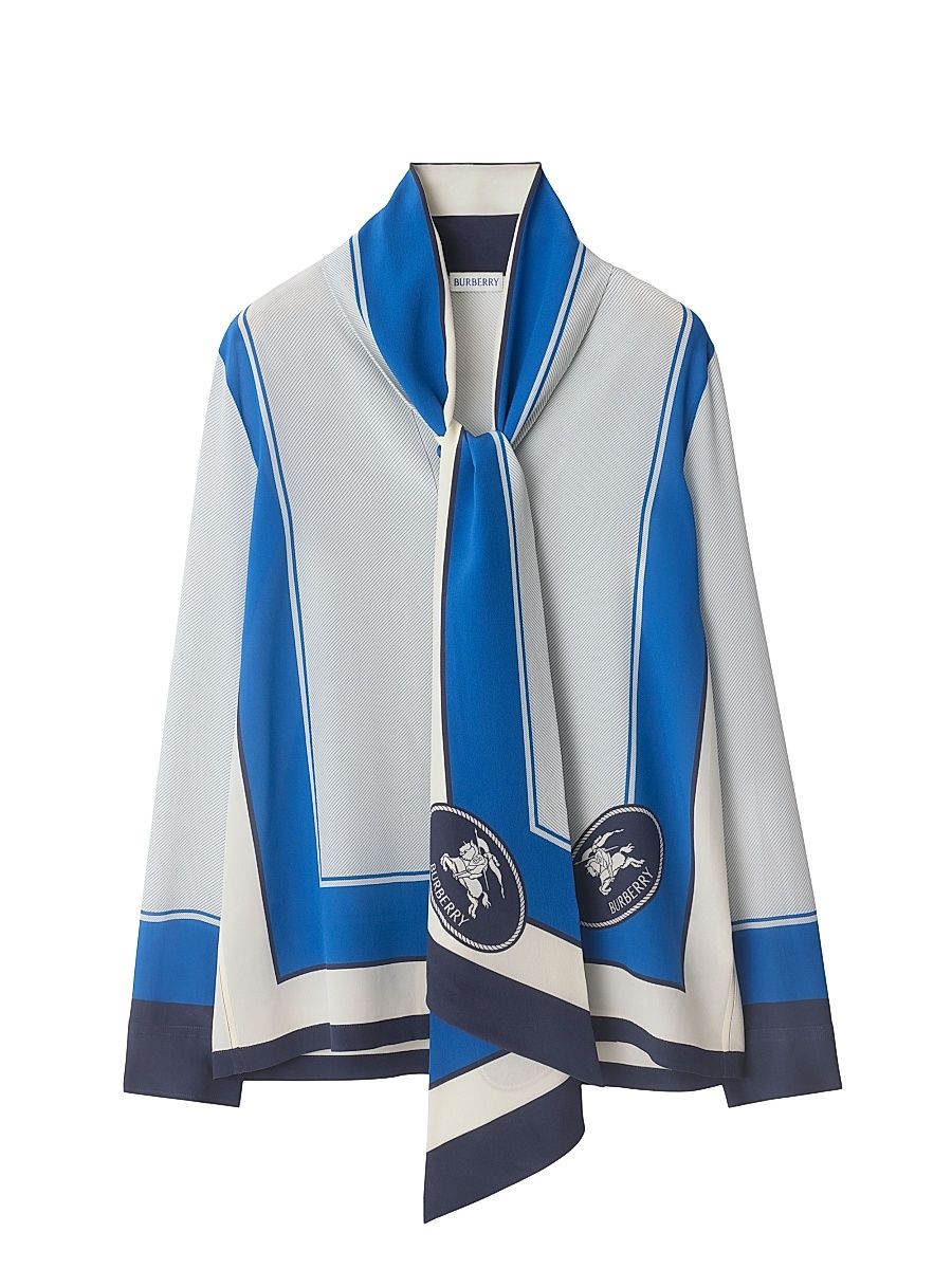 Women's Rosie Slim-Fit Colorblocked Silk Blouse - Ink Ip Pattern - Size 4