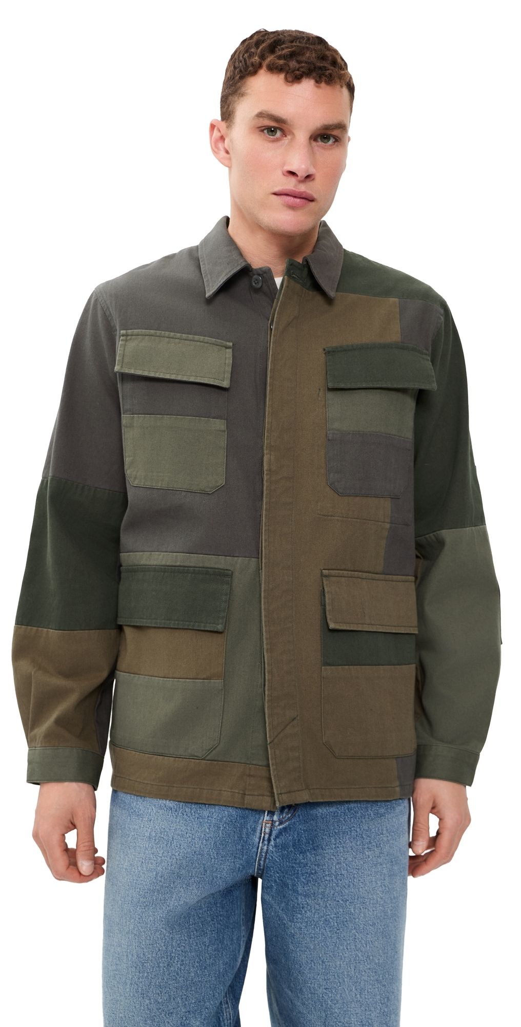 Universal Works MW Patchwork Twill Fatigue Jacket Olive M