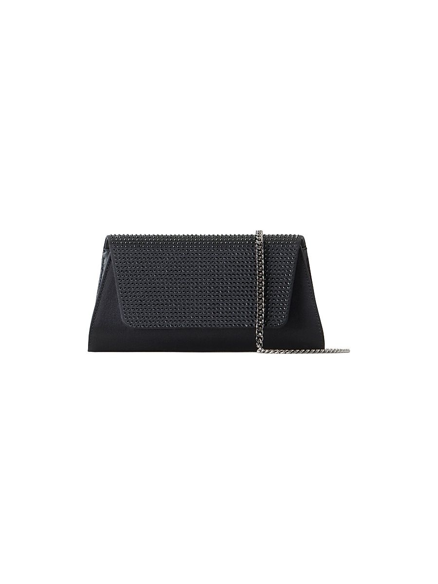 Women's Mini Anouk Embellished Silk & Leather Clutch - Black