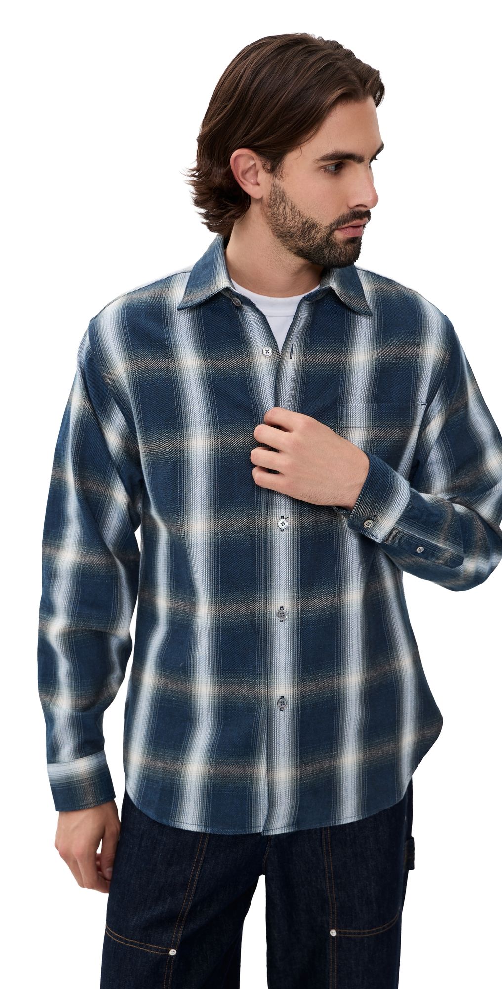 Aaron Levine Reversible Flannel Shirt Blue XL