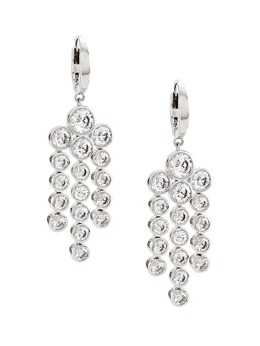 Women's Basel Rhodium-Plated & Cubic Zirconia Small Chandelier Earrings - Silver