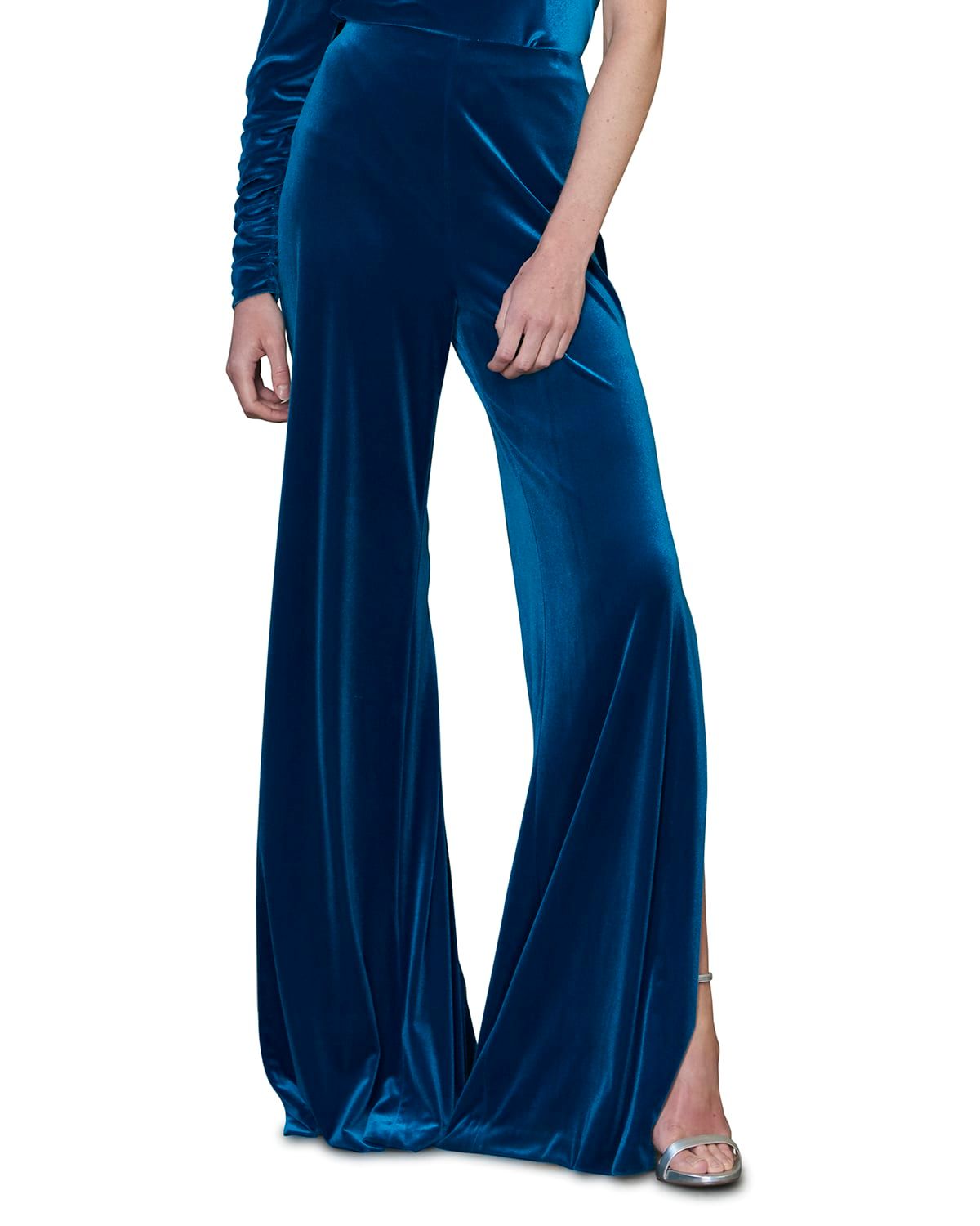 Wide Leg Velvet Pants w/ Side Opening