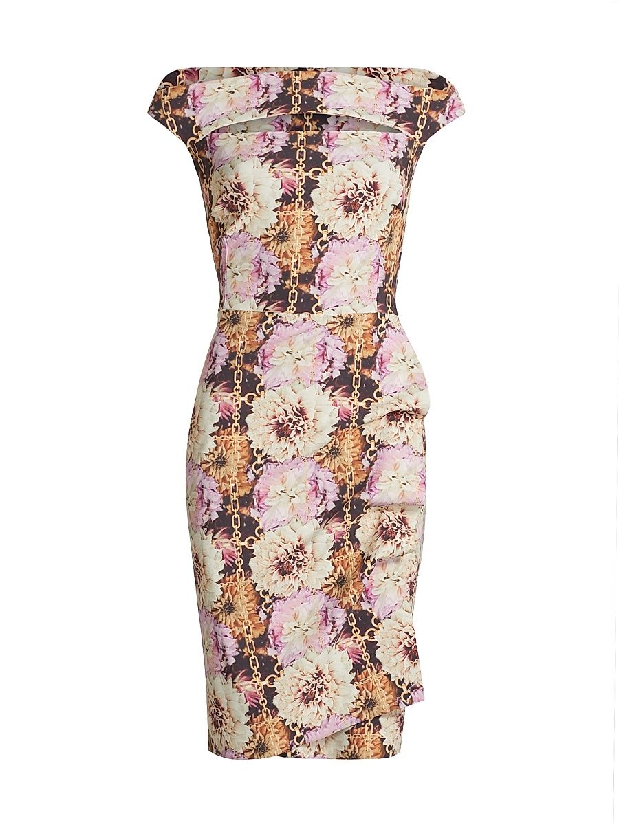 Women's Melania Off-The-Shoulder Cocktail Dress - Fleurs De Reve Chain - Size 18