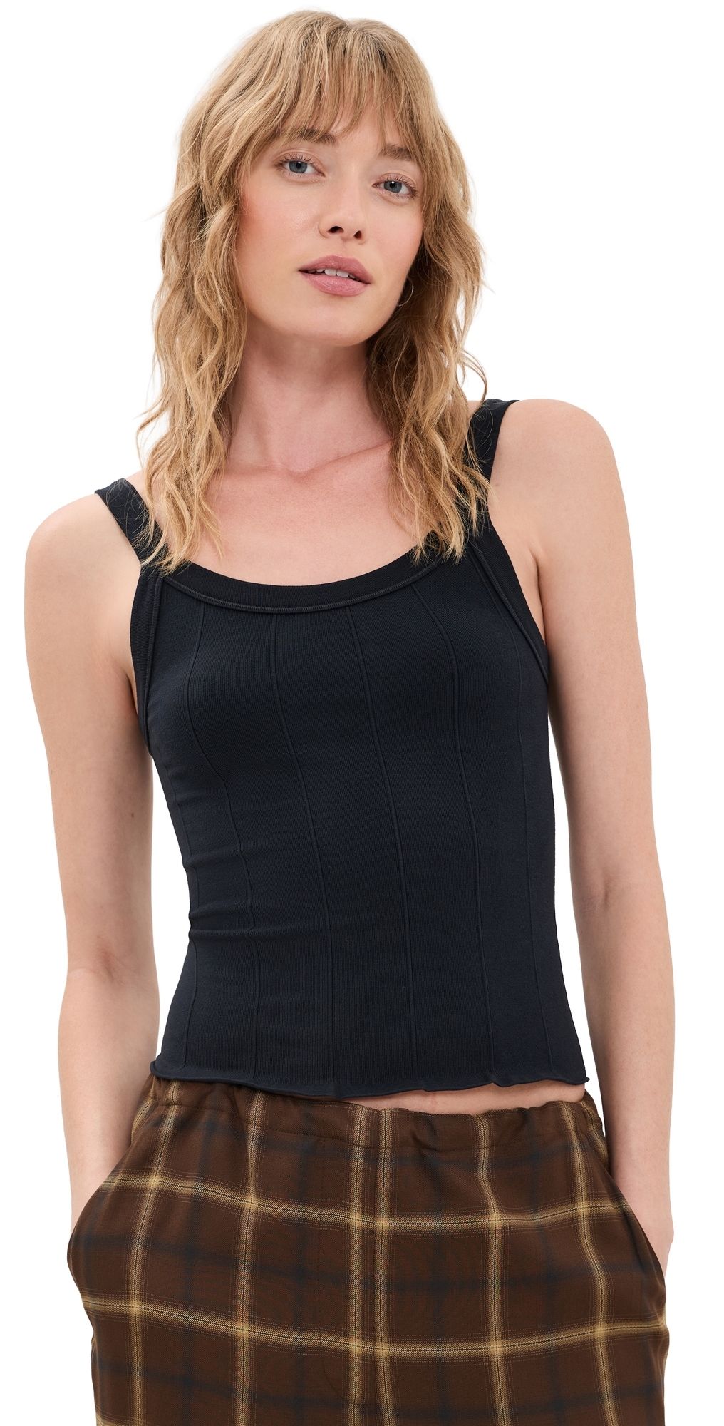 Free People So Soft Seamless Scoop Tank Black L/XL