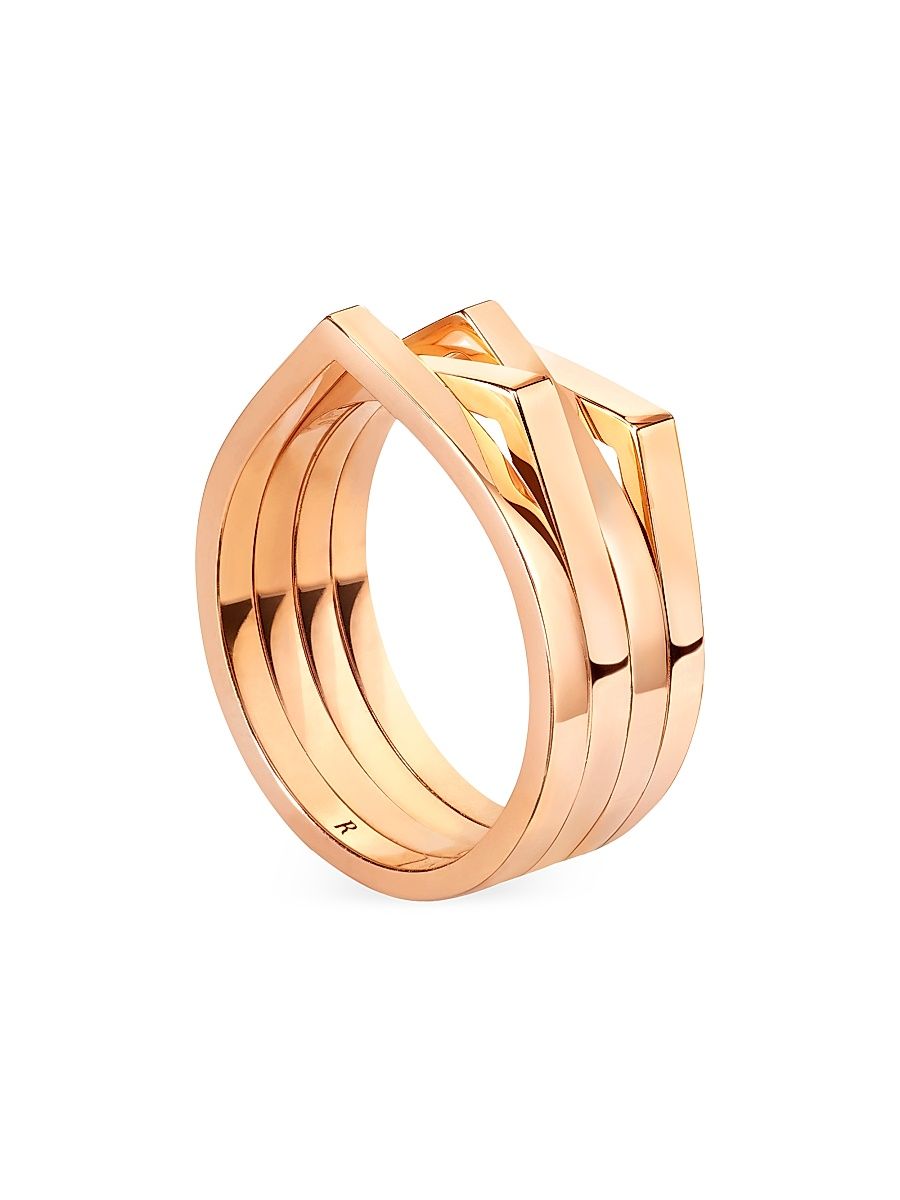 Women's Antifer 18K Gold Four-Row Ring - Pink Gold - Size 8.25