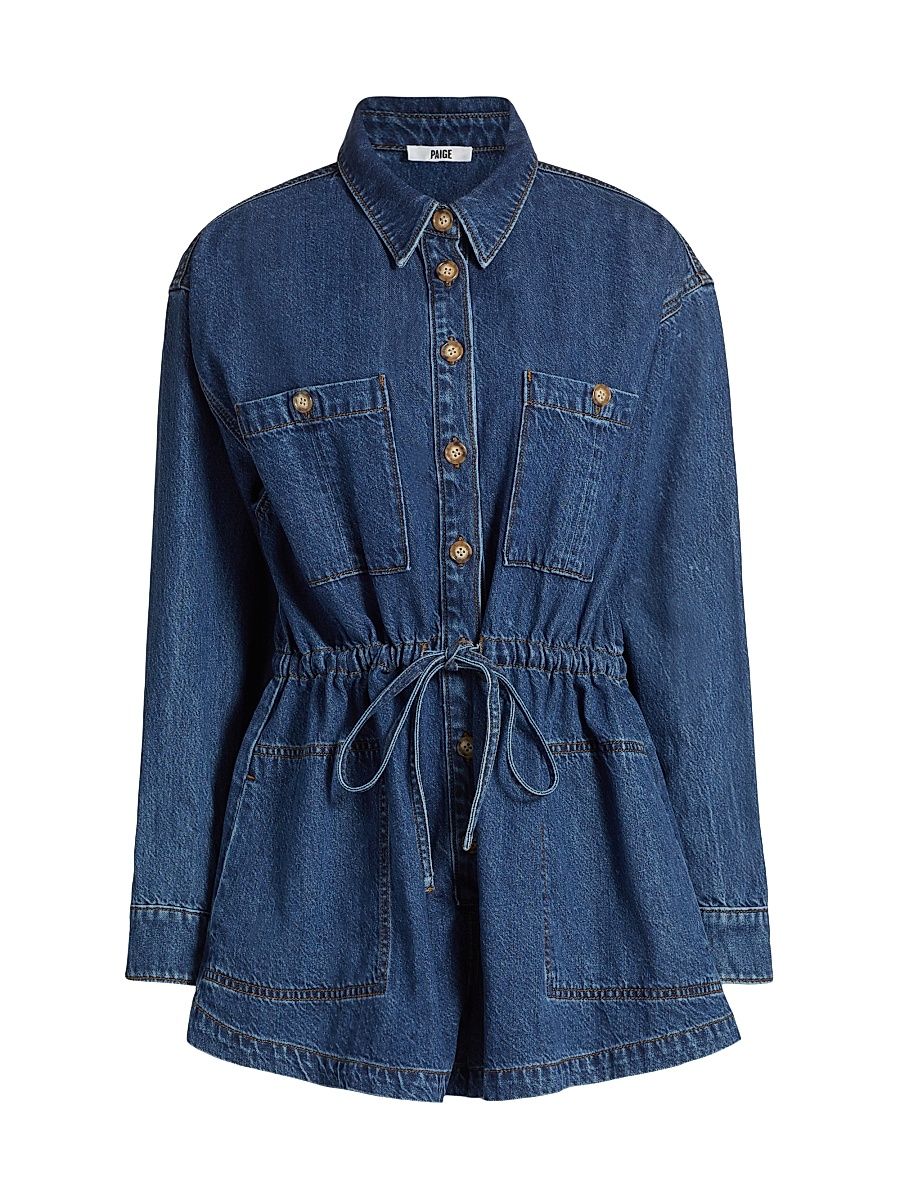 Women's Madigan Denim Tie-Waist Romper - Glimpse - Size 12