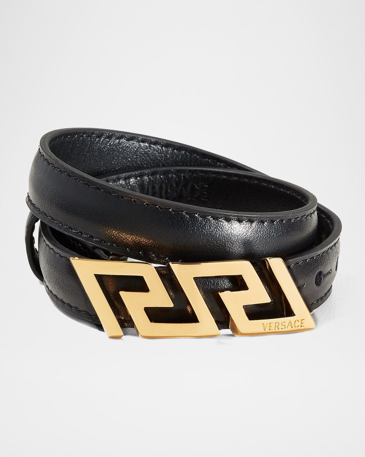 Men & apos;s La Greca Leather Wrap Bracelet