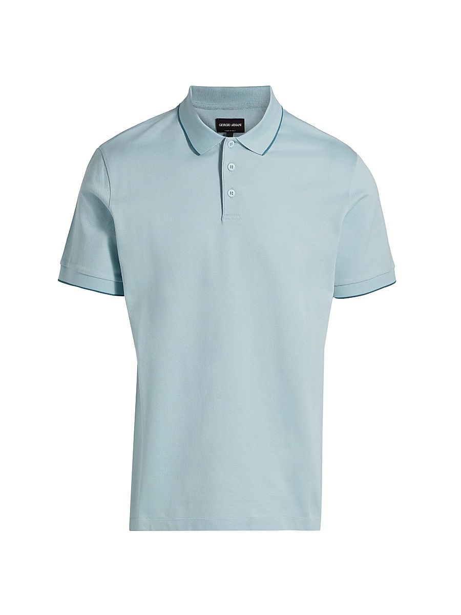 Men's Tipped Jersey Polo Shirt - Aqua - Size 48
