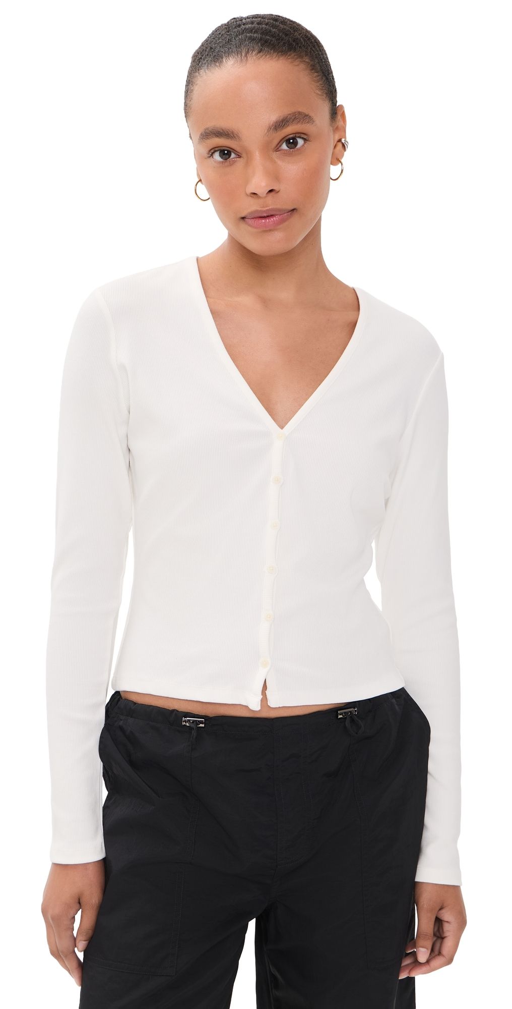 Good American The Rib Cardigan Chalk L