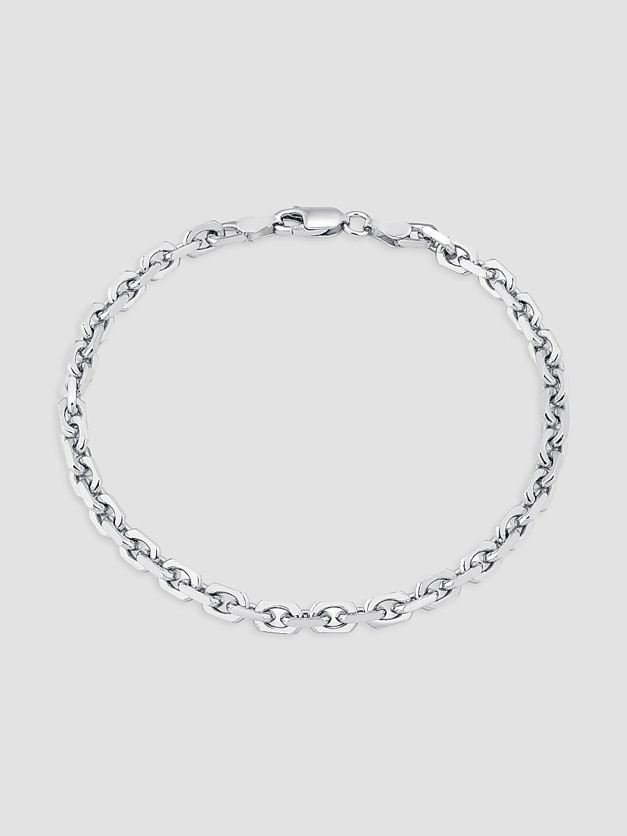 Men's Cube Link Bracelet in Sterling Silver - Silver