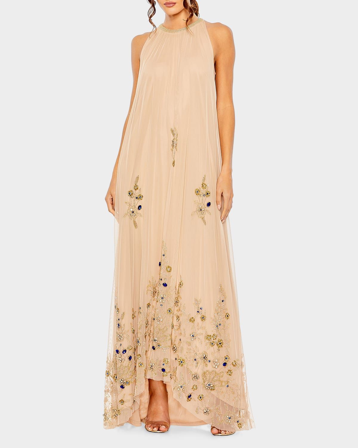 Embellished Tulle Trapeze Gown