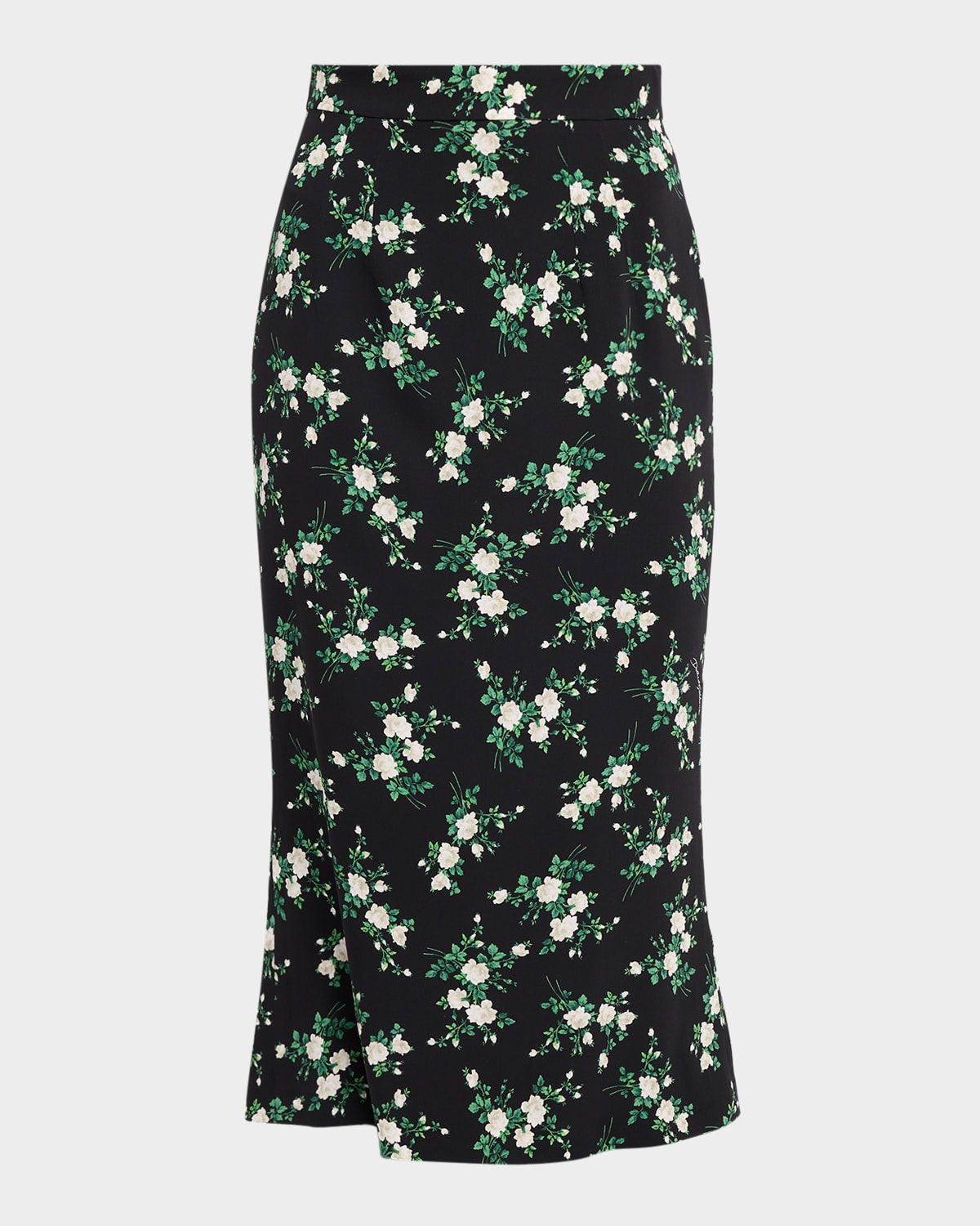 Micro Floral Silk Midi Skirt