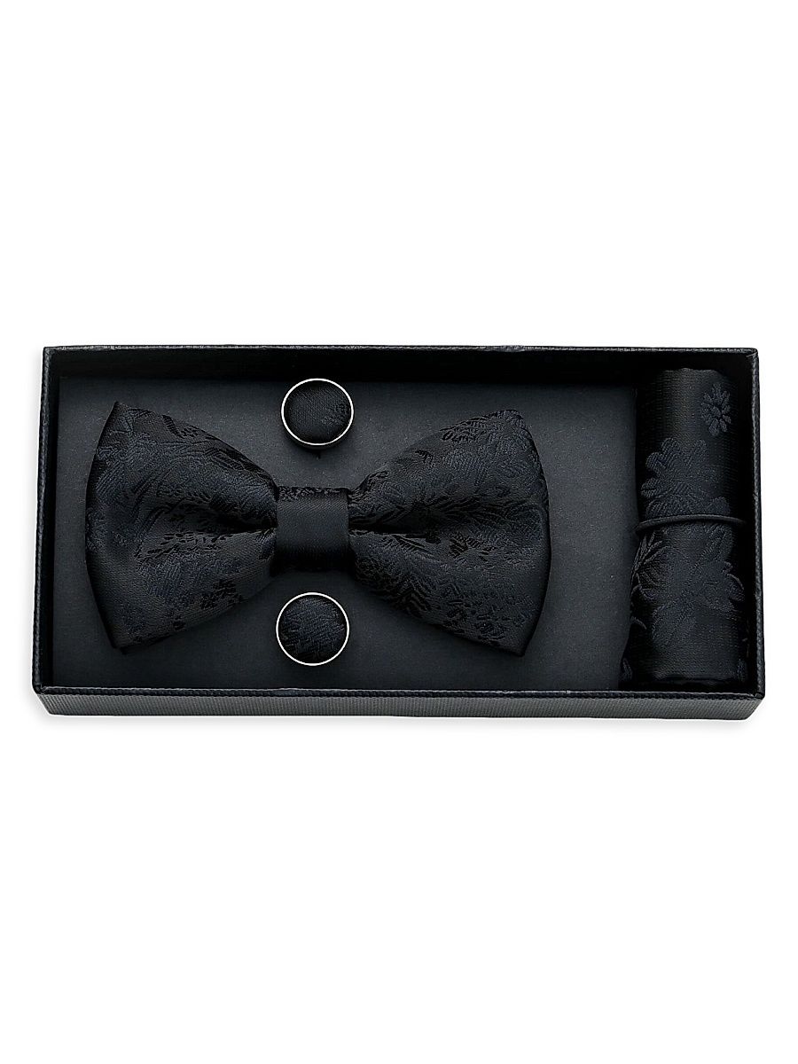 Floral Bow Tie Set - Black