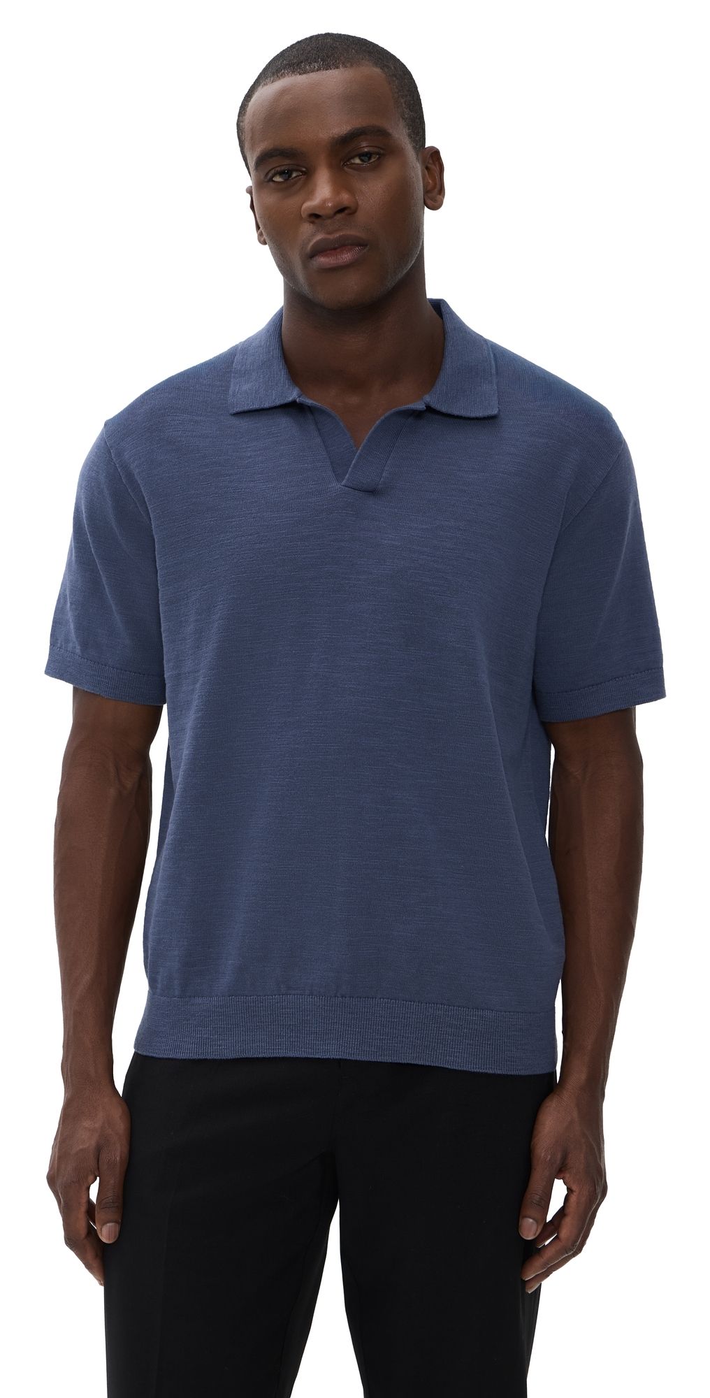Madewell Johnny-Collar Sweater Polo Shirt Petrol Navy L