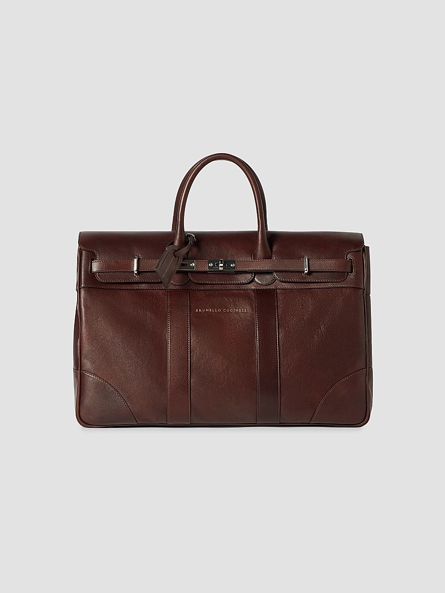 Men's Calfskin Country Weekender Bag - Brown