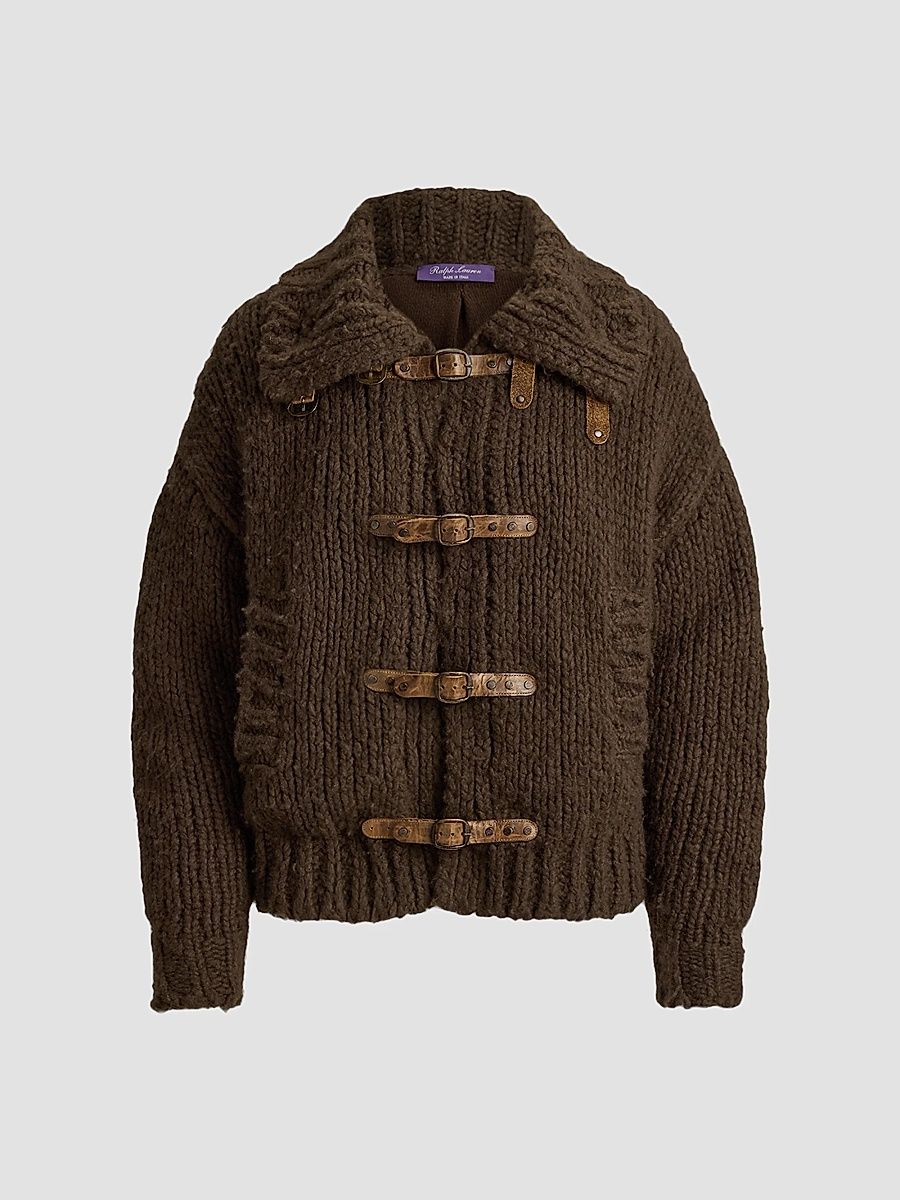 Ralph Lauren Collection Women's Buckle Cashmere Bomber Cardigan - Brown - Size Medium