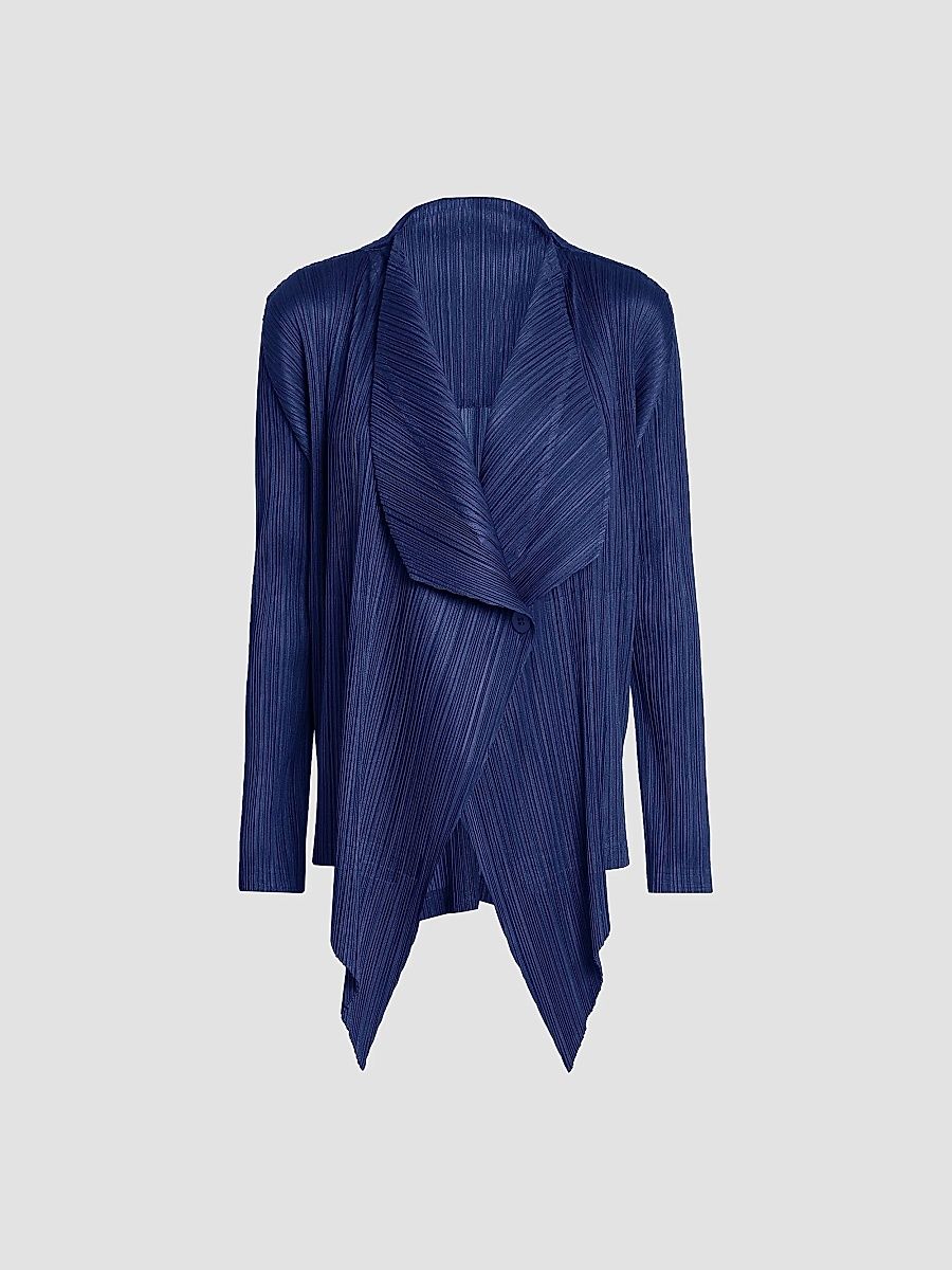 Women's Monthly Colors: January Plissé Drape Jacket - Dark Navy - Size Small