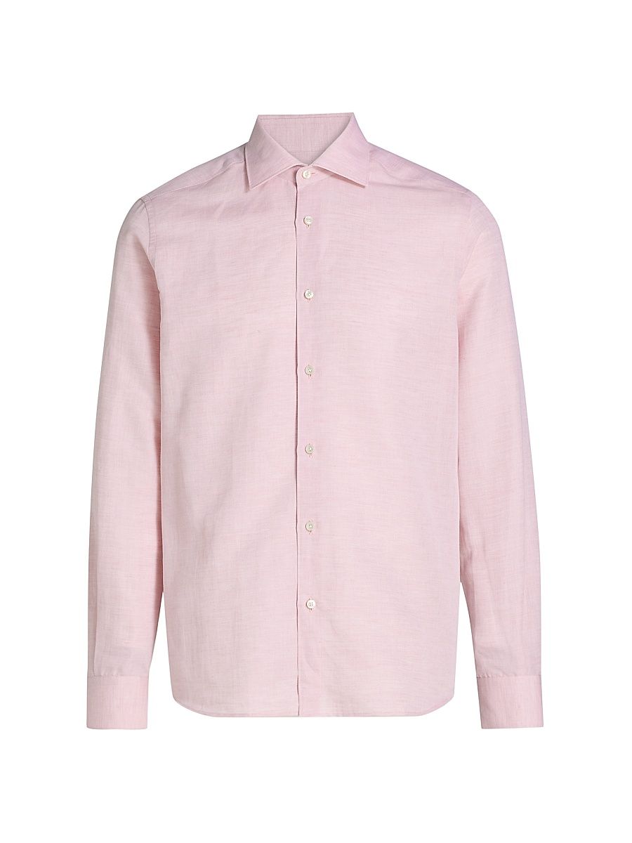 Men's COLLECTION Cotton-Linen Shirt - Pink - Size XXL