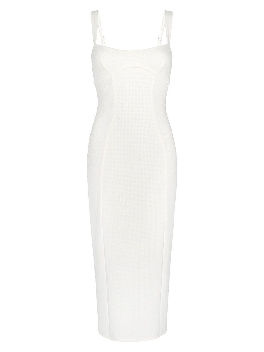 Women's Sculpting Crystal Sweetheart Midi-Dress - Cloud White - Size XL