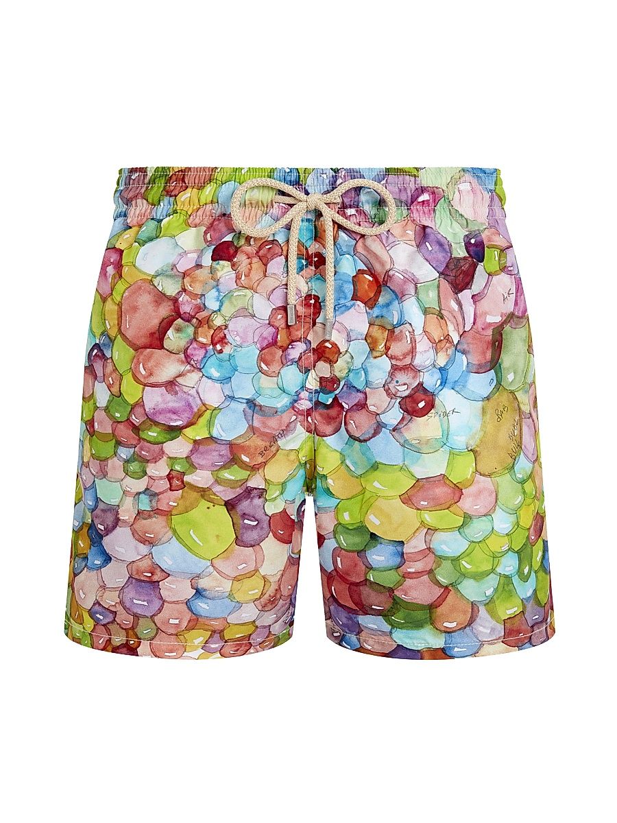 Men's Multicolor Bubble Print Swim Shorts - Paper - Size Small