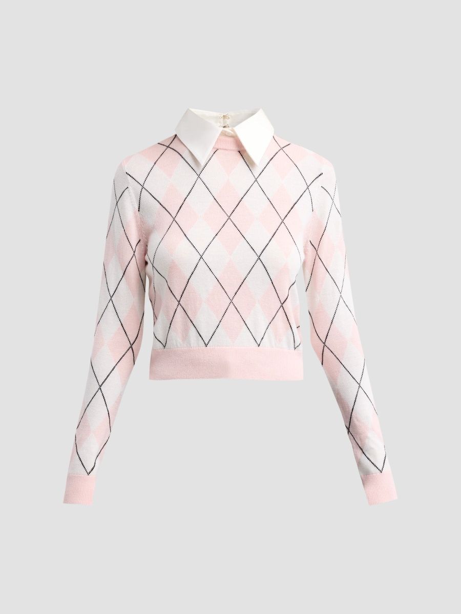 ALICE + OLIVIA Women's Carolann Argyle Wool-Blend Sweater - Blush Multi - Size XS