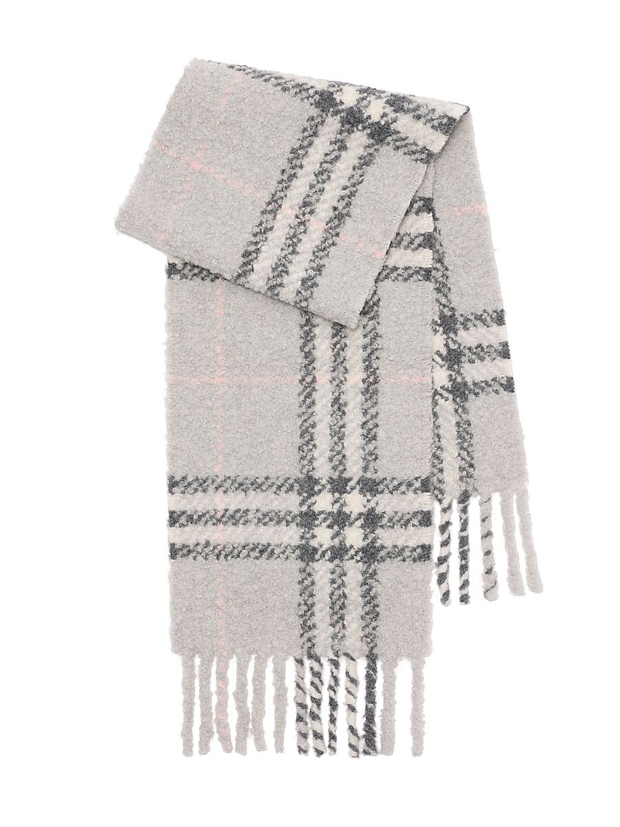 Women's Check Wool Bouclé Scarf - Mitten Grey