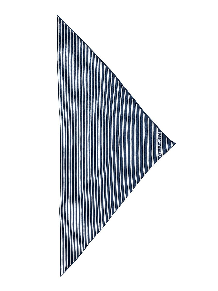 Men's Striped Silk Neck Scarf - Dark Blue